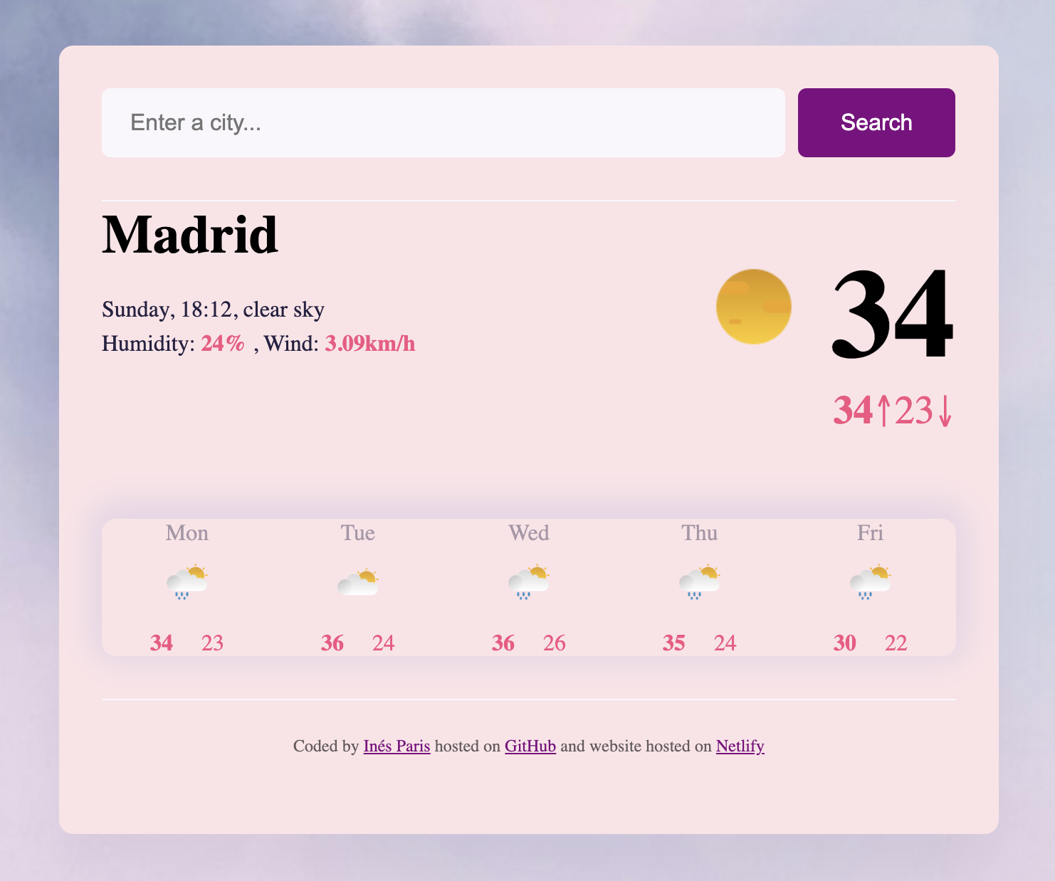 vanilla js weather app